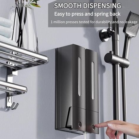Dispenser di sapone, dispenser di gel igienizzante per le mani, dispenser di sapone a pressione, dispenser di liquidi a parete, adatto per gel doccia, shampoo, balsamo, sapone per le mani (13,527 cm, (1/4)