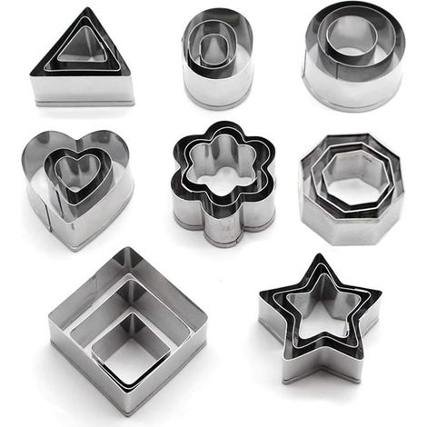 Emporte Piece Patisserie, Lot de 24 Mini Forme Géométrique Biscuit, Emporte-pièces en Acier Inoxydable pour Gateau Fondant Biscuit Cookie Patisserie-Fei Yu (1/5)