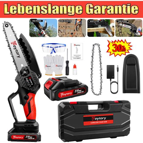 Tronçonneuse avec batterie/chargeur, 6 pouces Tronçonneuse électrique à une main+accessoires (1/4)