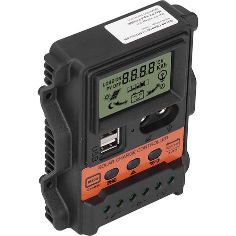 Contrôleur de chargeur solaire avec écran LCD, deux sorties USB, panneau PWM, régulateur de chargeur (12V/24V/20A, 260W/520W). (1/5)