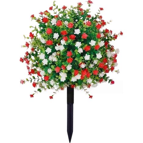 Topiaire de camélia artificiel résistant aux UV – avec tuteur – pour porte d'entrée porche et jardin – 1 pièce – Rouge (1/5)