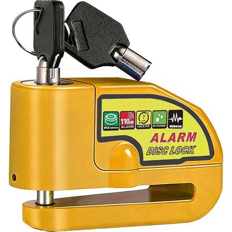 Antivol de disque pour moto avec alarme — Antivol de disque pour véhicule électrique — Antivol avec alarme sonore puissante de 110 décibels — Livré avec 2 clés et un câble antivol en acier de 1,2 mètr