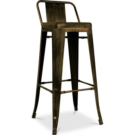 Barhocker mit Rückenlehne - Industriedesign - 76cm - New Edition - Stylix Metallic bronze