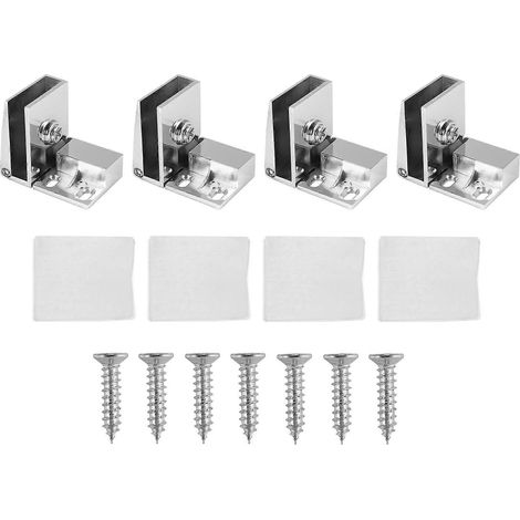 Lot de 4 charnières pour portes vitrées, charnières pour portes de vitrines, charnières pour caves à vin, charnières pour présentoirs en verre - FFY (1/4)