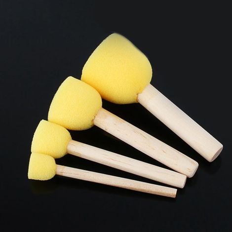 Pinceau Éponge en Bois 4 Pièces pour Décoration Peinture Meubles (1/5)