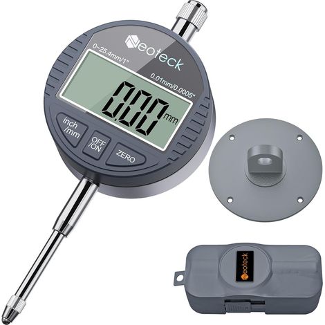 Comparateur Numérique 0.01/.0005'' Comparateur Mécanique Indicateur de Palpeur Numérique Gamme 0-25.4mm/1'' Indicateur Electronique Mesure Jauge à Cadran Numérique