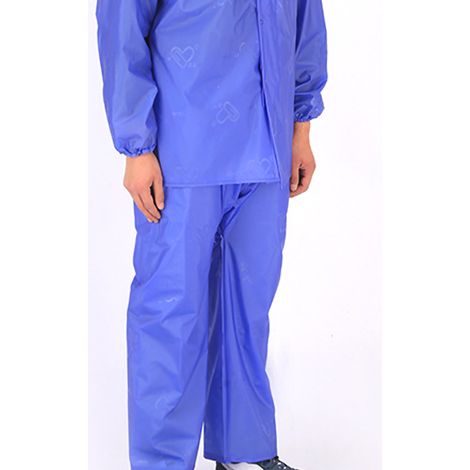 (Asie du Sud-Est exclusif) Ensemble imperméable PVC renforcé, veste et pantalon de pluie réutilisables, chantier, cueillette de thé, protection travail, anti-pluie, 2.5J, bleu, taille unique, lot (1/5)
