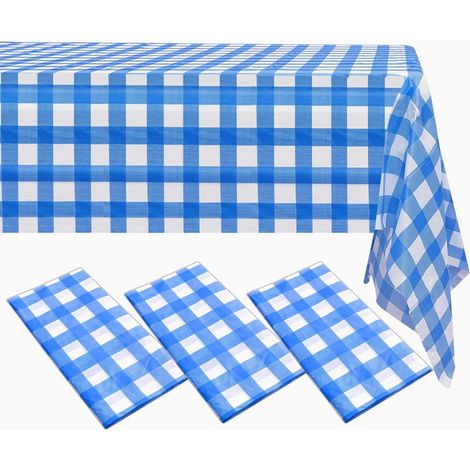 Nappe jetable Bleu Carreaux 274x137cm imperméable pour fêtes & événements