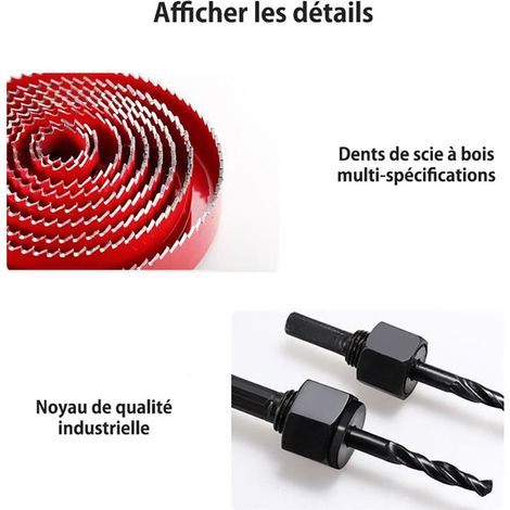 Set di 8 seghe a tazza da 19-64 mm, punte per trapano a corona per cartongesso, legno, PVC, plastica, pannelli a densità differenziata, metallo e altri materiali per la lavorazione del legno - Grigio (1/5)