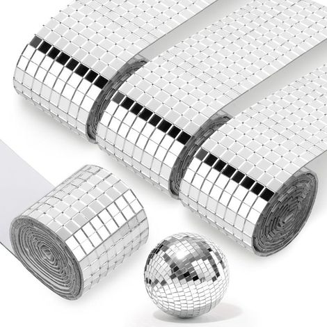 6400 Mini-Spiegelmosaik-Teile, 5 x 5 mm Acryl-Quadratfliesen, Glas-Spiegel-Wandaufkleber, Acryl-Mosaikaufkleber für DIY-Disco-Dekoration.