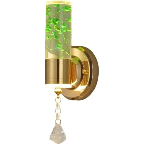 Mini applique de chevet, applique murale en métal doré avec abat-jour en acrylique transparent, applique murale à long tube, appliques murales LED 8 W – 3000 K (1/5)