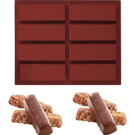 1 Morceau de Moule de chocolat de Silicone de Profondeur,de forme Rectangulaire,barre de céréales, un Moule,pour la Cuisson de Haferprotein-des barres énergétiques, avec,Facilement Démontables Coque (1/5)