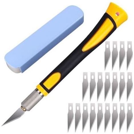 22 Pièces Scalpel avec 20 Lame Scalpel de Antirouille, Cutter de Précision, Scalpel de Découpe, Scalpel Modelisme, Couteaux de Loisirs pour Découpe de Sculpture, Travail d'art Bricolag (1/5)