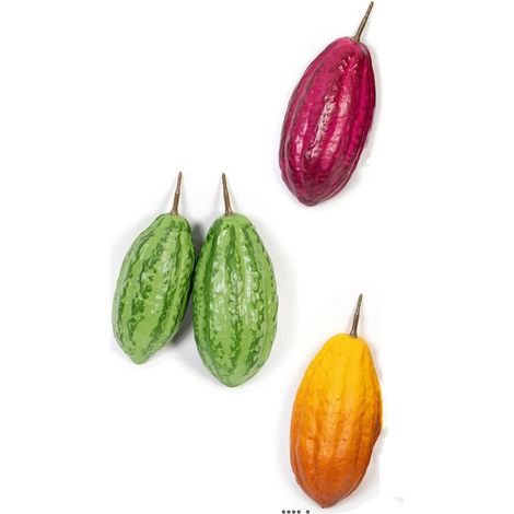 Cabosses lot de 4 fruits cacao artificiels 17 cm D 7 cm (1/4)