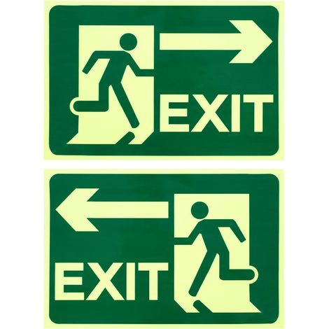 2pcs Panneau de Sortie de Secours Autoadhésif 200x300mm, Sortie d'Urgence Luminescente, EXIT Bloc Secours pour Porte et Mur, Signalétique de Sécurité Incendie, Issue de Secours (1/5)