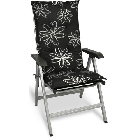 Hochlehner für Gartenstuhl Flores, 120x50x6cm, Schwarz