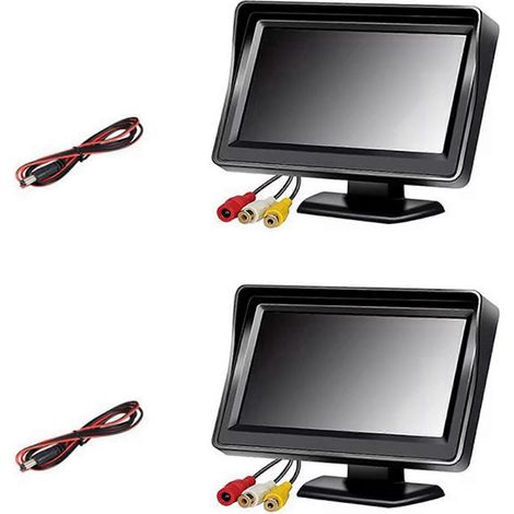 2 cámaras de visión trasera gran angular de 4,3 pulgadas con pantalla LCD TFT o monitor, resistentes al agua, con visión nocturna y función de marcha atrás. (1/5)