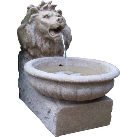 Ubbink – Fontaine de jardin Basel avec éclairage LED – Pompe 600 l/h – Matériau polyrésine aspect grès – Dimensions 52 x 38 x 45 cm (1/4)