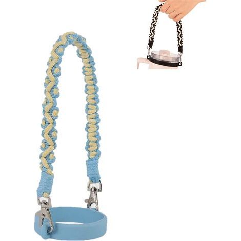 Sangle de poignée de bouteille d'eau, housse élastique en silicone, cordon de transport portable pour gobelet à eau (jaune bleuâtre) (1/5)
