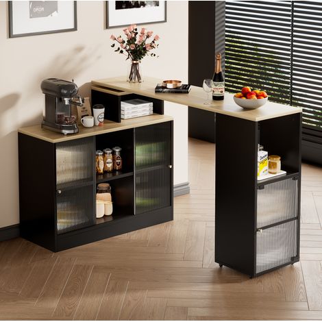 MEUBLIV Tavolo alto 155x40x90 cm nero – estensibile, mobile con vano contenitore (1/5)