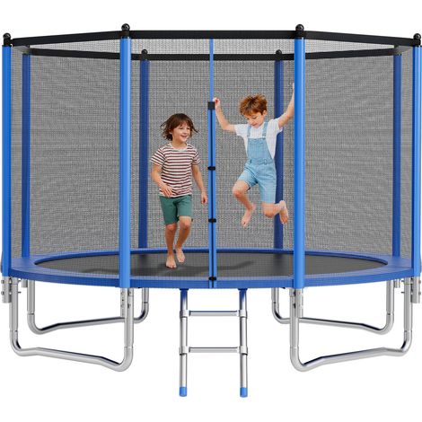 VEVOR Trampolín de Exterior 366 x 256 cm, Cama Elástica Infantil con Red de Protección, Capacidad Máxima de 181 kg, Trampolín al Aire Libre con Postes Rectos, Regalo de Cumpleaños para Niños (1/5)