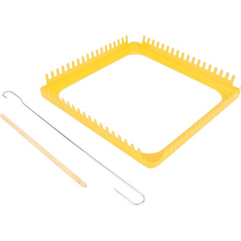 Webstuhl-Set, gelber Metallwebrahmen mit 18 Zähnen, quadratisch, für Wandteppiche, Schals und Hüte (1/5)