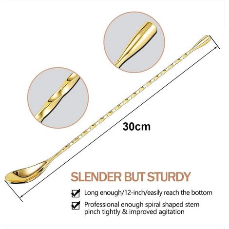 Cuillère À Mélanger - En Acier Inoxydable - Pour Shaker Et Verres Hauts - 30 cm - Par Lot De 1 (1/5)