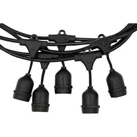 Guirlande lumineuse - Avec douilles E27 - Pour la décoration du jardin, décorations de Noël - Noir Classique 10 Meter 10 Fassungen,Ampoules non incluses (1/5)