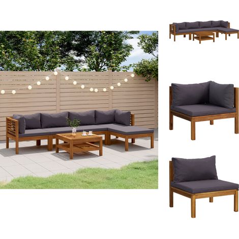 Gartenmöbel-Sets - Living 7-tlg. Garten-Lounge-Set mit Auflage Massivholz Akazie (1/5)
