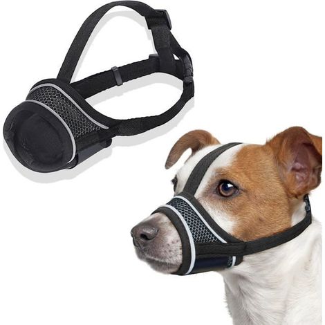 Muselière chien - 1, nylon réfléchissant réglable, douce pour petit chien promenade Aucuneary (1/5)