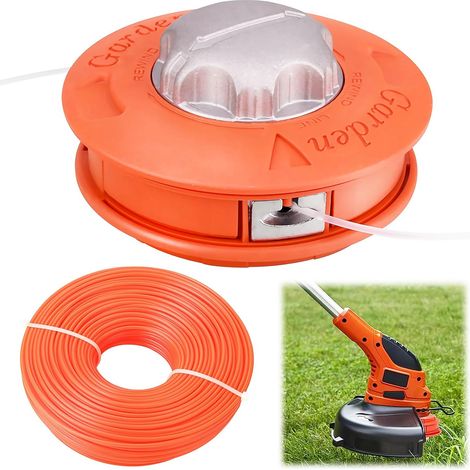 Tête de Débroussailleuse Universelle, Tete de Coupe Bordure, Tête de Bobine de Rrechange m10 x 1,25 à Gauche 30m avec Ligne de Débroussailleuse de Rechange ⌀ 2.4mm Rond en Nylon (1/5)