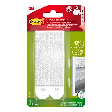 Blister de 4 bandes d'accrochage de tableaux 9kg 17217 command 3m