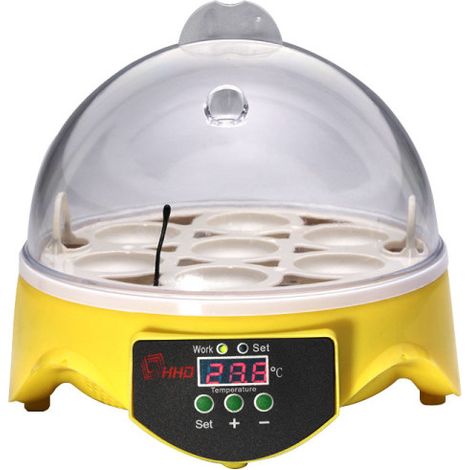 Incubateur automatique, capacité 7 œufs, pour œufs de poule et de volaille, avec contrôle de la température.-AquaForge (1/3)