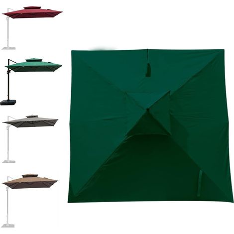300cm Auvent De Rechange pour Parasol De Terrasse Housse De Rechange pour Carré Parasol D'extérieur Marché, Toile De Rechange pour Déporté Parasol(Green) (1/5)