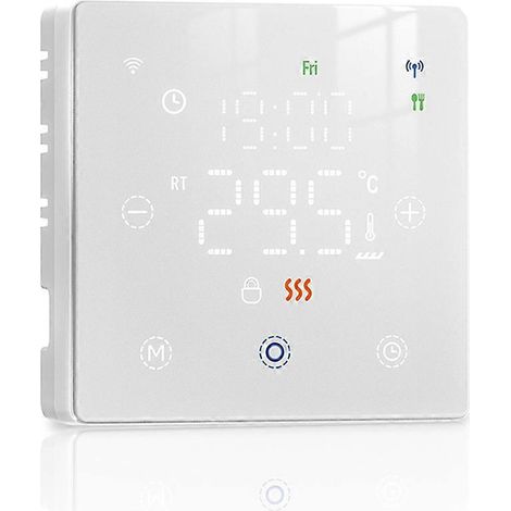 Thermostat intelligent Tuya Zigbee pour chauffage au sol (eau/électrique) et chaudière à gaz : contrôle à distance de la température via application et commande vocale (blanc). (1/5)