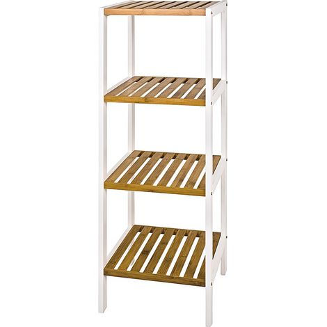 étagère Nature, Blanc, Bambou, MDF - Dim.: L 35 cm x H 112 cm x P 33 cm, Style: Scandinavian (1/3)