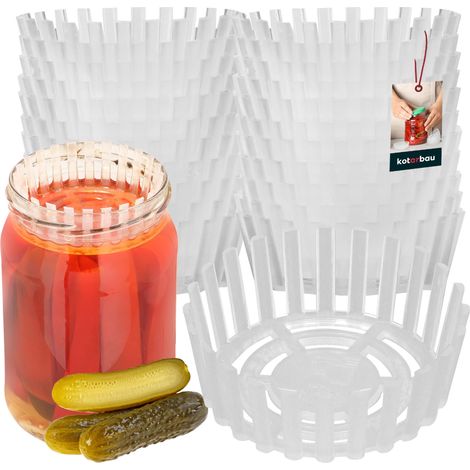 KOTARBAU® 24 Pièces Poids de Fermentation - Presse à Cornichons - 82 mm - Grille de Fermentation pour Bocaux - Polypropylène - Transparent - Séparateur pour Bocaux (1/5)