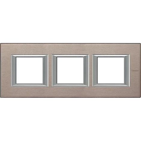 Bticino Cofrel HA4802M3HNX Plaque rectangulaire Axolute Aluminium brosse 2+2+2 modules horizontal - Titane