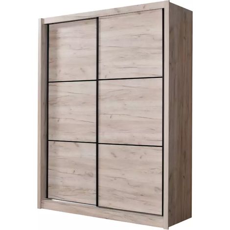 armadio 2 ante scorrevoli "madrid" effetto quercia 166x60x215 cm (1/4)