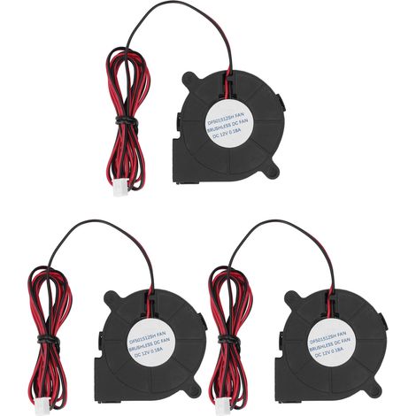 3 unités à vendre : souffleur de refroidissement 5015 DC12V 0,18A, turbine de refroidissement industrielle 6000 tr/min pour imprimantes 3D, avec mini ventilateur noir. (1/5)