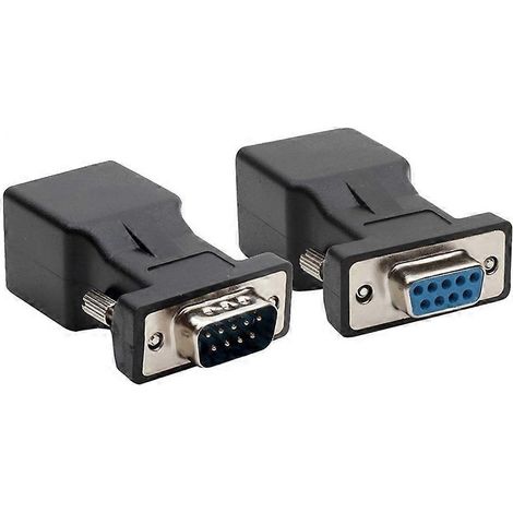 2 adaptateurs série DB9 RS232 mâle/femelle à 9 broches vers Ethernet RJ45 Cat5e/6 (1/5)
