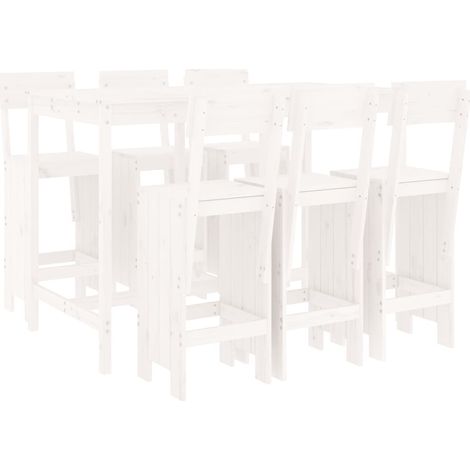 Maison Exclusive - Set Bar da Giardino 7 pz Bianco in Legno Massello di Pino