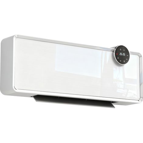 Riscaldatore a parete in ceramica da 1000/2000 W, radiatore elettrico, ventilatore, termostato, timer, 54x18,7x12,3 cm, bianco (1/5)