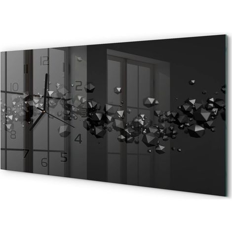 Horloge Murale Cuisine Moderne 60x30 cm Verre Silencieux Décoration Murale Abstraction 3D (1/5)