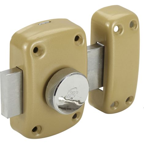 Vachette – Verrou automatique CYCLOP à bouton – Sans cylindre – Longueur cylindre 30mm – Épaisseur porte max 50mm – 3 clés incluses (1/3)