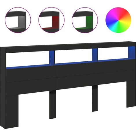 Maison Exclusive - Cabecero de cama con LED negro 220x17x102 cm