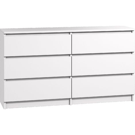Kommode mit 6 Schubladen 140cm Sideboard Anrichte holz Weiss mat Modern (1/5)