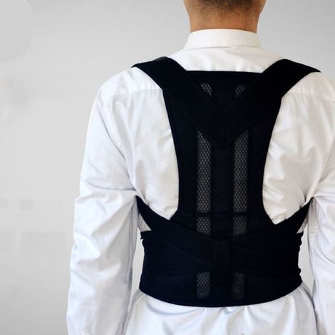Correcteur de posture léger et respirant, maintien dorsal ajustable pour femme et homme, noir, taille unique (1/5)