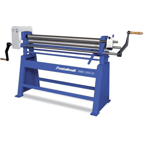 Cintreuse manuelle 3 rouleaux asymétriques – Largeur de travail 1050 mm – Épaisseur jusqu'à 2 mm en acier – Pré-pliage et cintrage conique – Metallkraft (1/2)