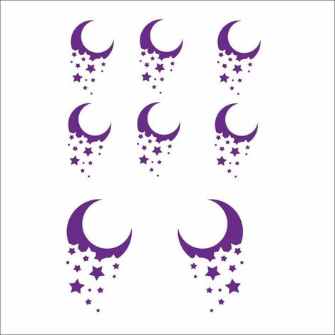 Autoaufkleber Mond Sterne 8er Set Lila Vinyl Decals für Auto & Zubehör (1/5)